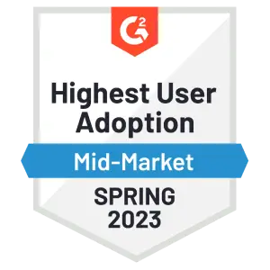 syspro g2 mid market highest user adoption spring 2023 badge